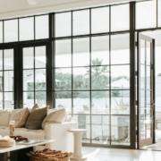 replacement-doors-orange-county-ca-bright-living-room-with-blackframed-glass-patio-doors replacement doors Orange County, CA bright living room with black-framed glass patio doors