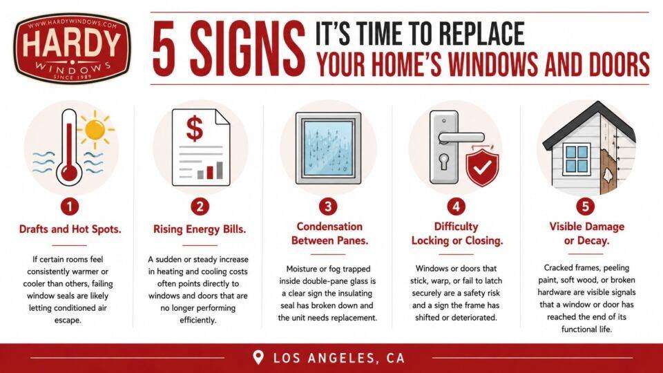 Infographic of Signs to Replace Your Windows in Los Angeles, CA