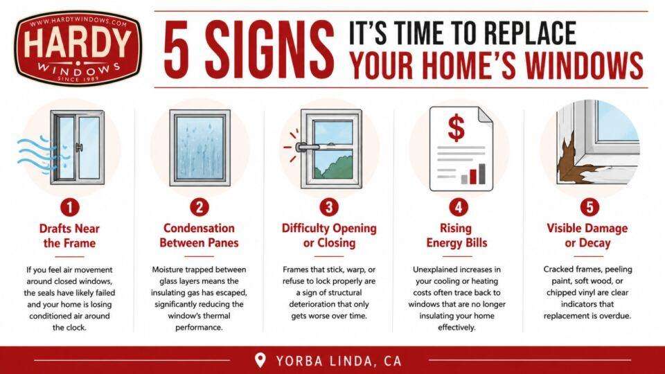 Infographic of Signs to Replace Your Windows in Yorba Linda, CA