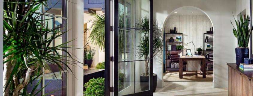 Open glass replacement doors in Los Angeles, CA, designed to maximize outdoor views
